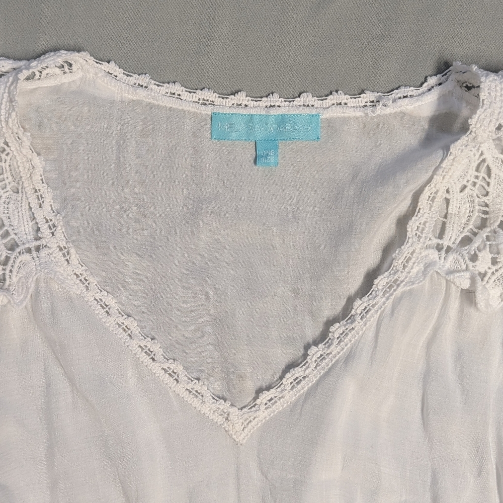Feminine White Embroidered Lace Poncho Top One Size - Picture 3 of 10